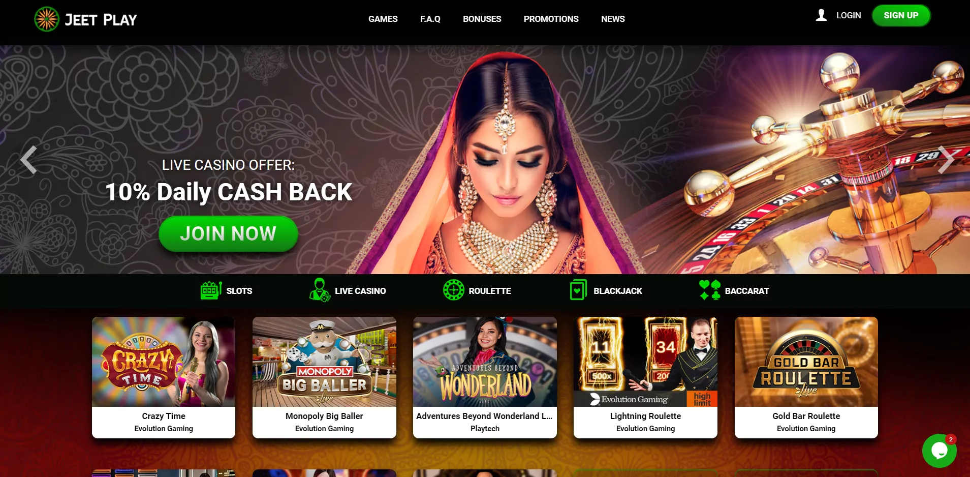 Jeetplay casino layout and navigation