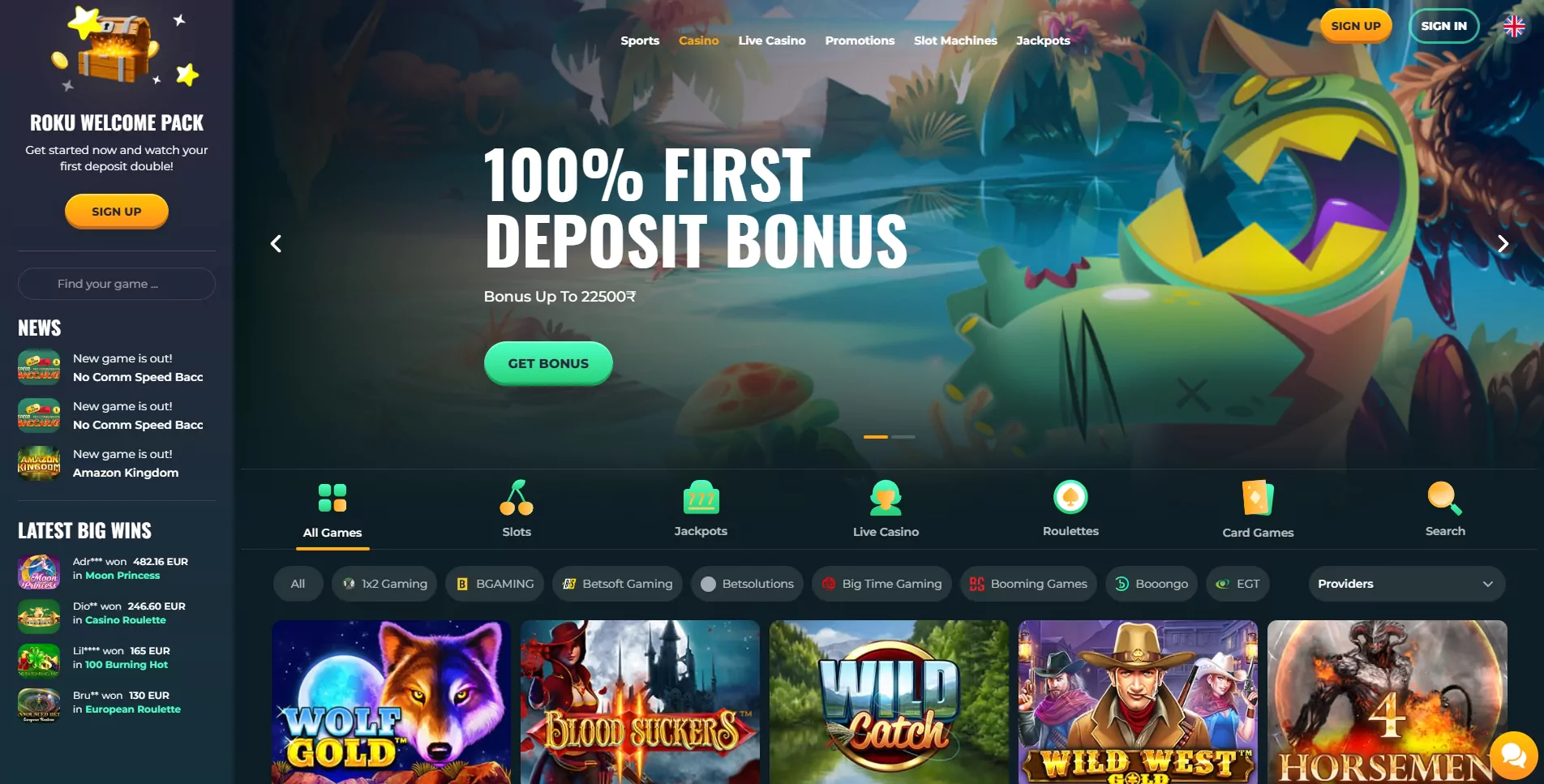 RokuBet Casino Layout and Navigation