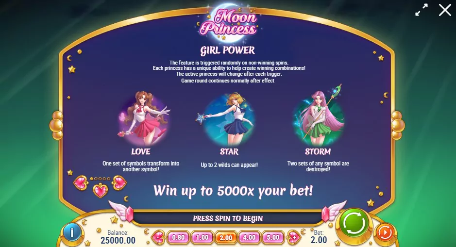 moon princess bonuses