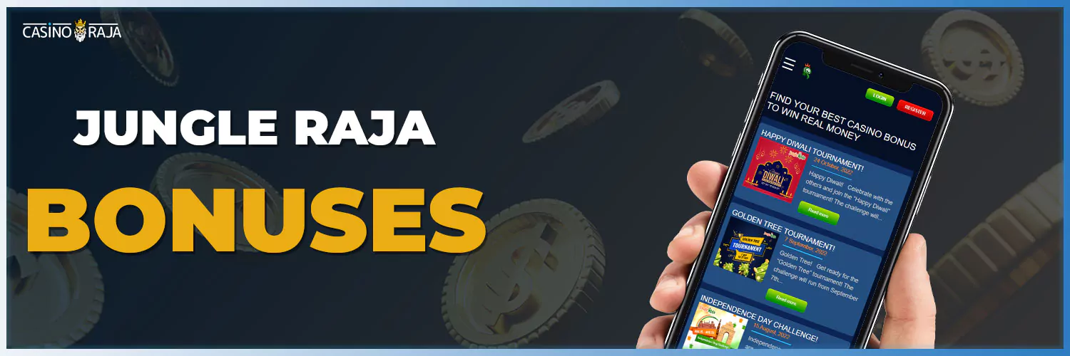 All available bonuses on the jungleraja casino platform.