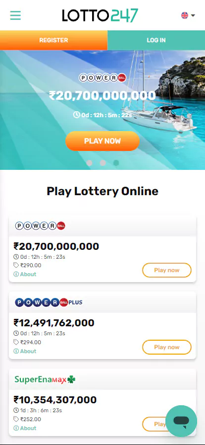 lotto247 app homepage