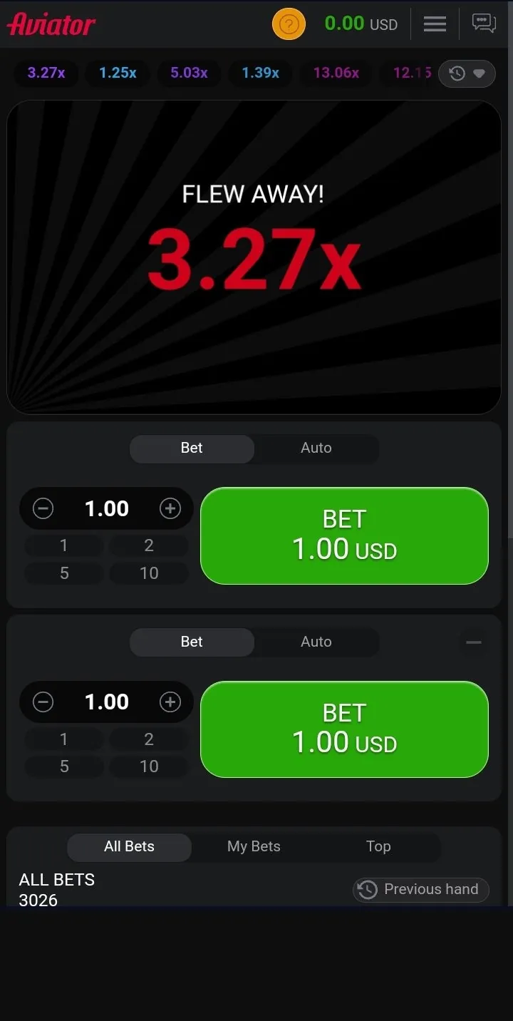 aviator game 2 screen
